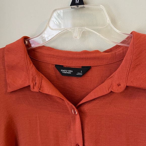 NWT Simply Vera Vera Wang Rust Button-Down Shirt - Picture 4 of 7